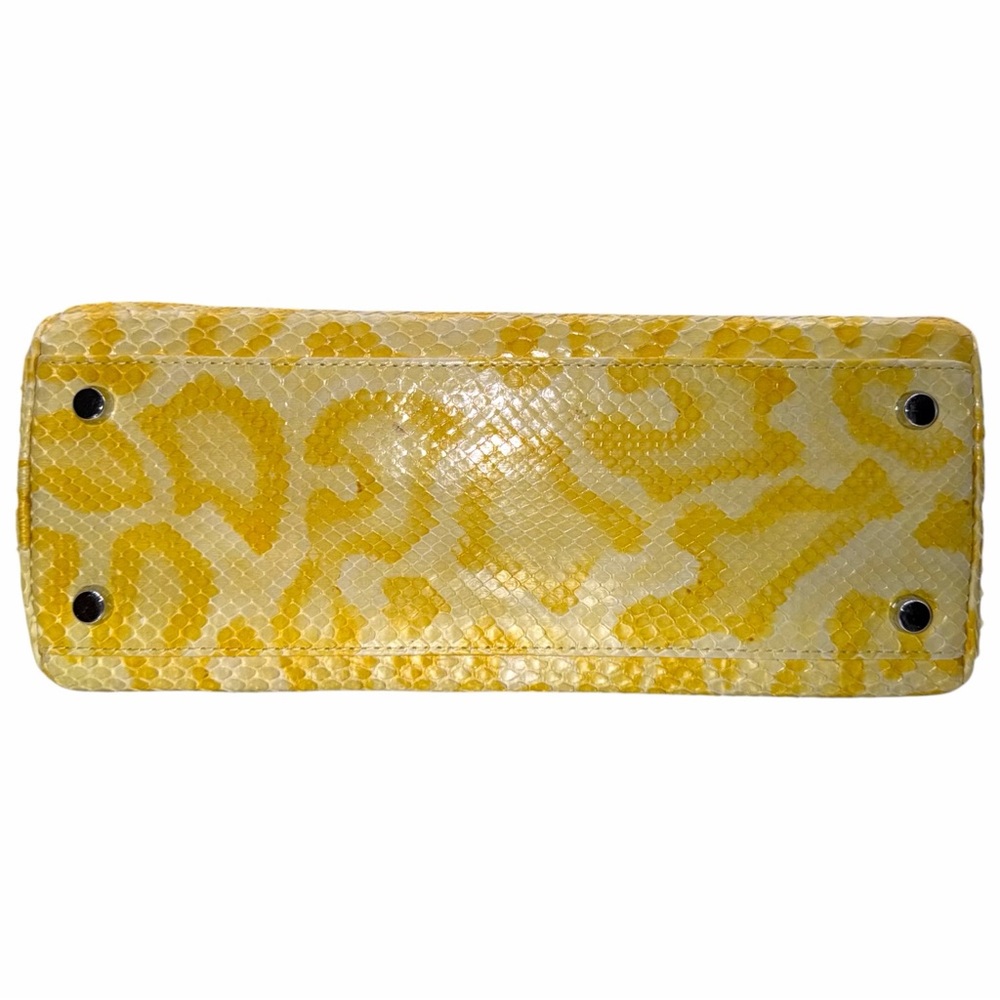 Dennis Basso Snakeskin Leather Python Yellow Hand… - image 5